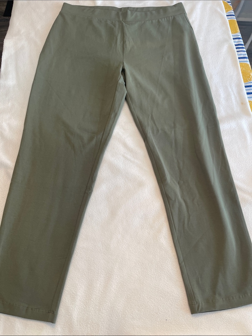 Susan Graver Olive Green Straight Leg Pants
